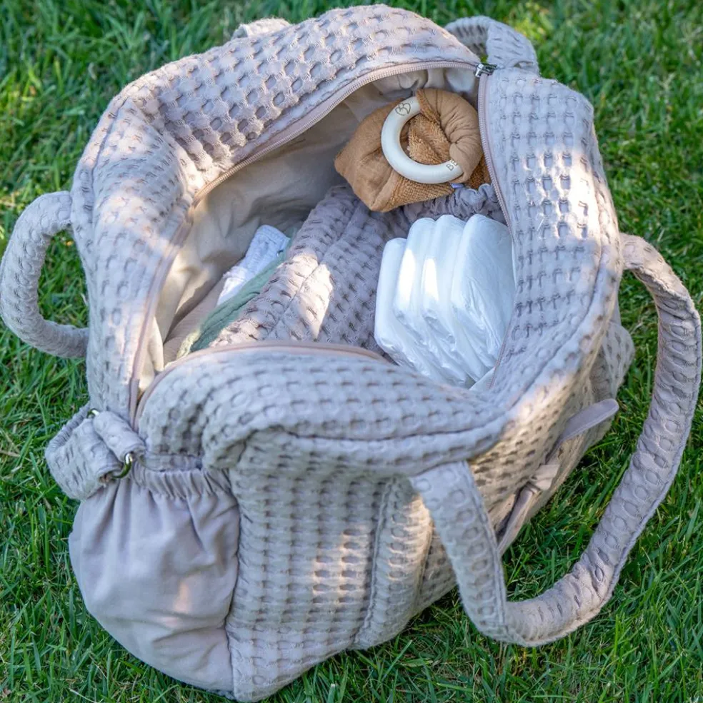 Sac à langer en coton gaufré Latte
