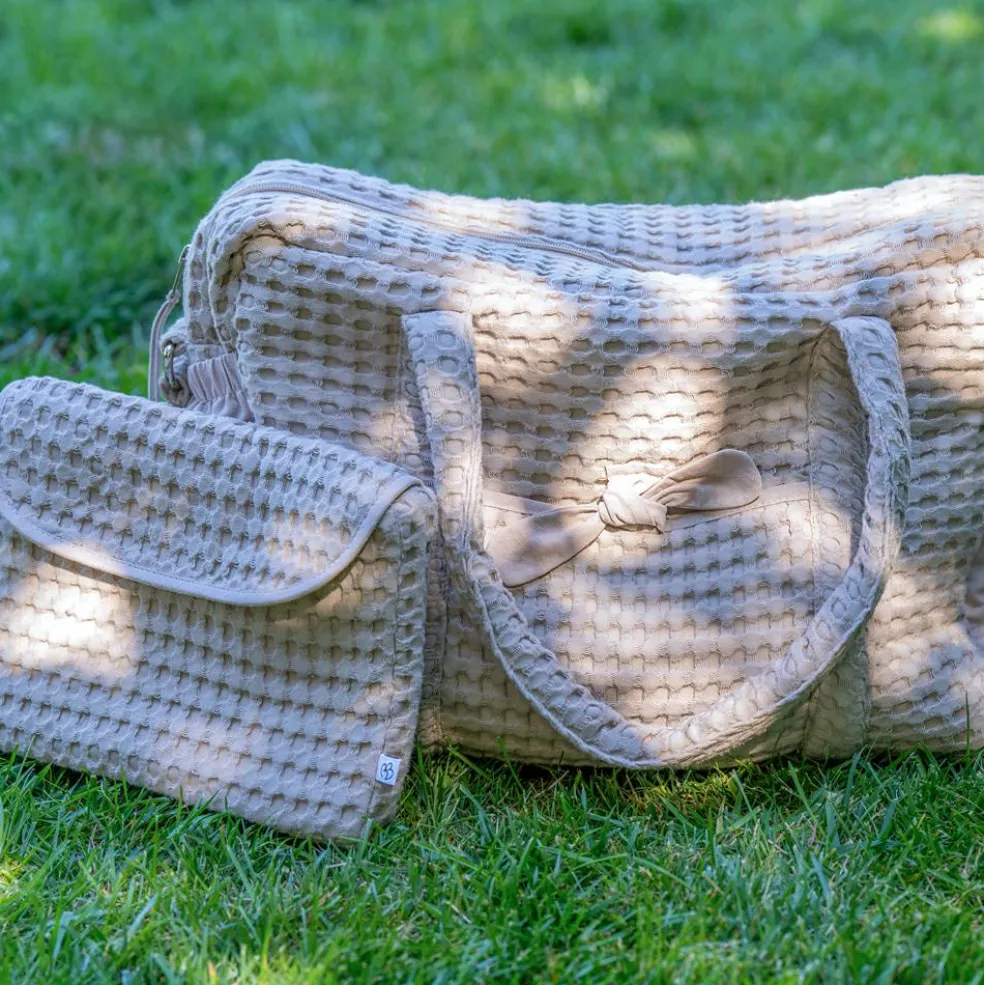 Sac à langer en coton gaufré Latte