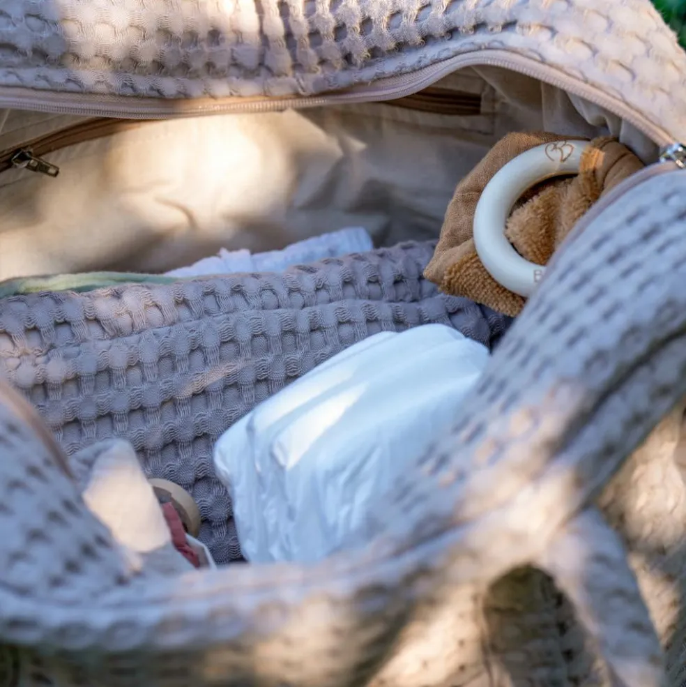 Sac à langer en coton gaufré Latte