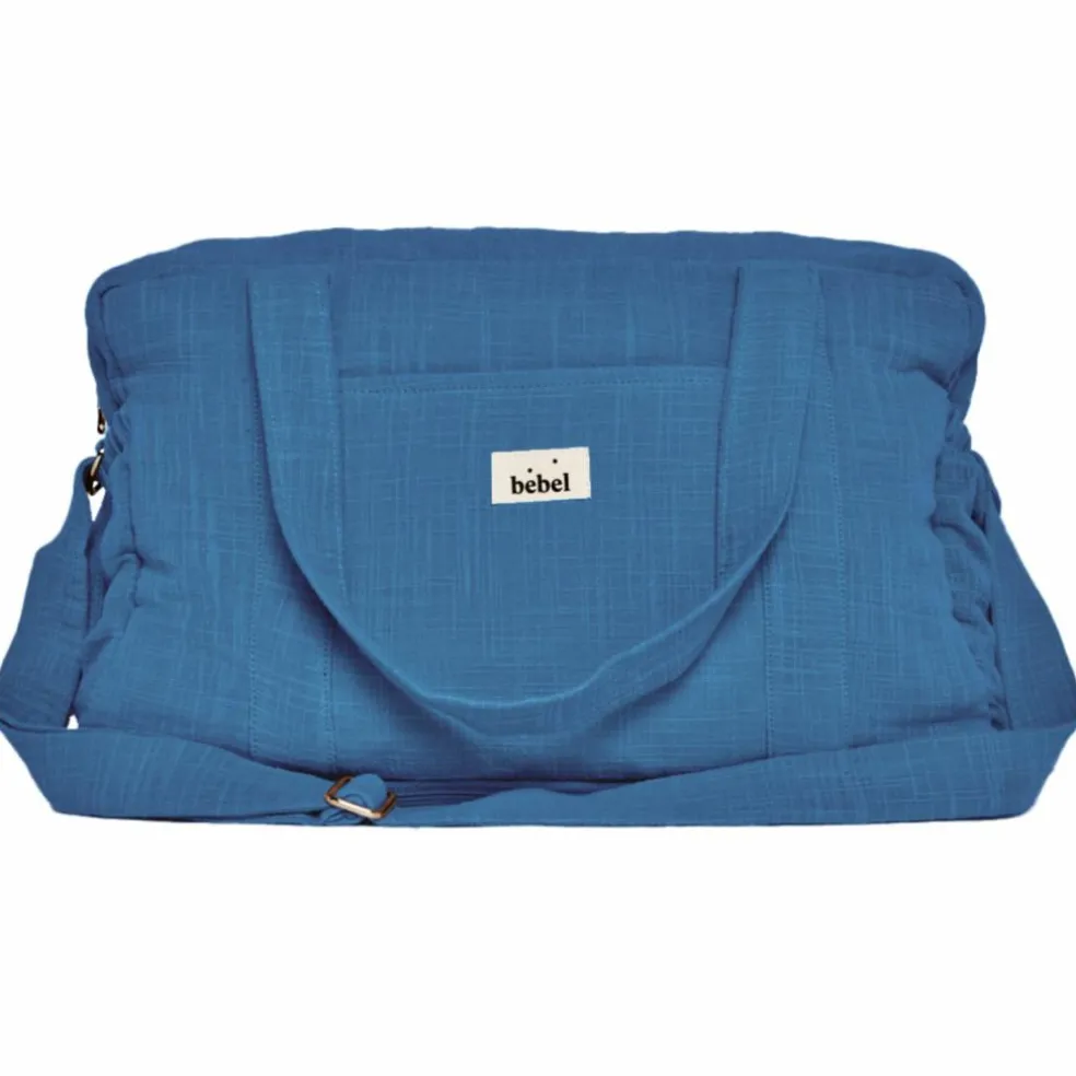Sac à langer 24-48h effet lin bleu capri