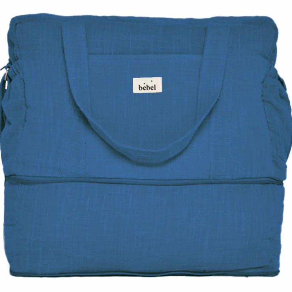 Sac à langer 24-48h effet lin bleu capri