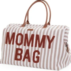 Sac à langer Mommy Bag rayures nude-terracotta