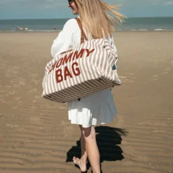Sac à langer Mommy Bag rayures nude-terracotta