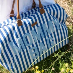 Sac à langer Mommy Bag rayures bleu électrique-bleu clair