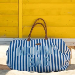 Sac à langer Mommy Bag rayures bleu électrique-bleu clair