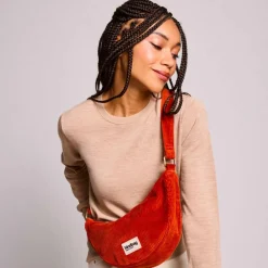 Sac banane Andrea Velours Brique