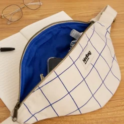 Sac banane Olivia Le Carnet Ecru-Bleu