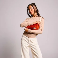 Sac banane Olivia Velours Brique