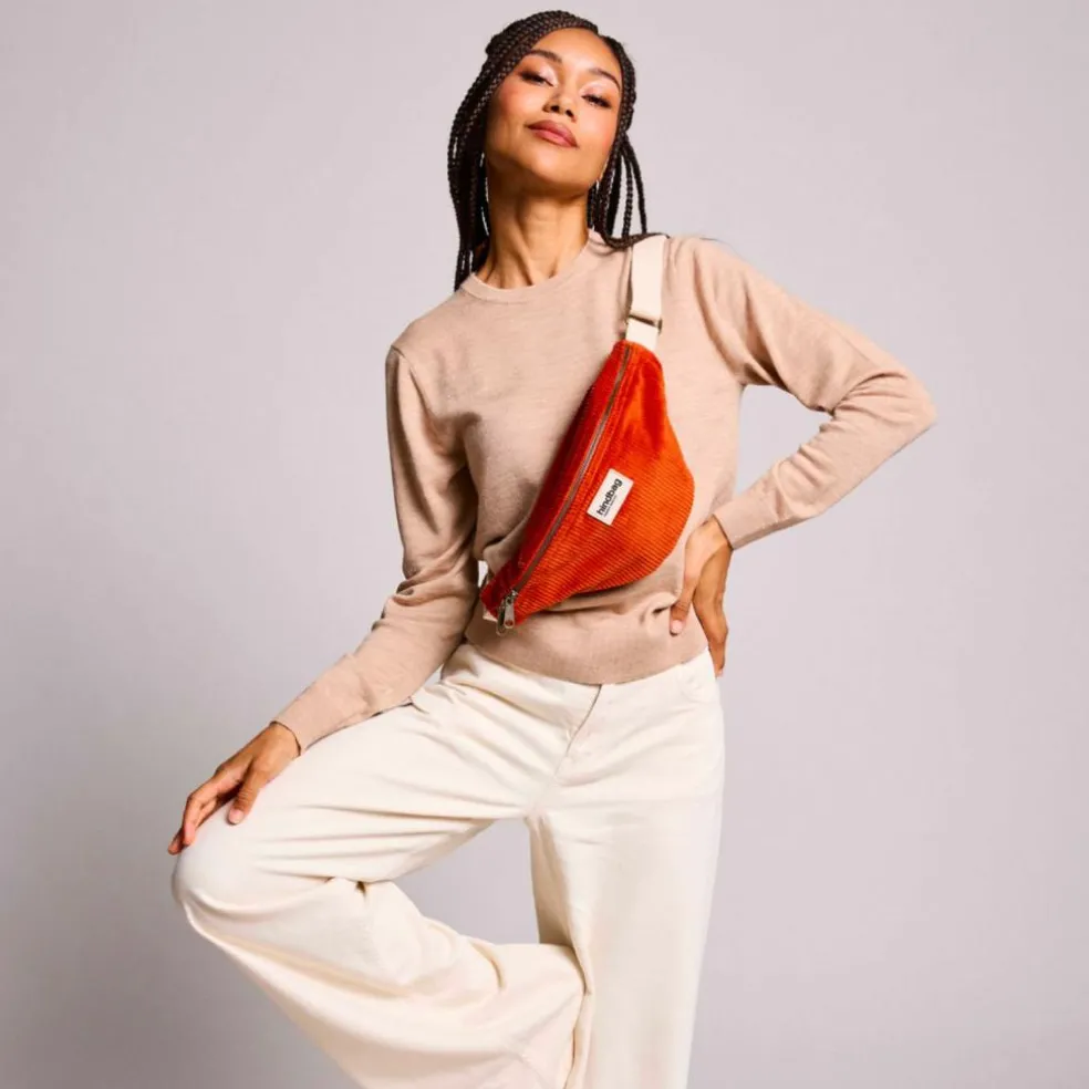 Sac banane Olivia Velours Brique