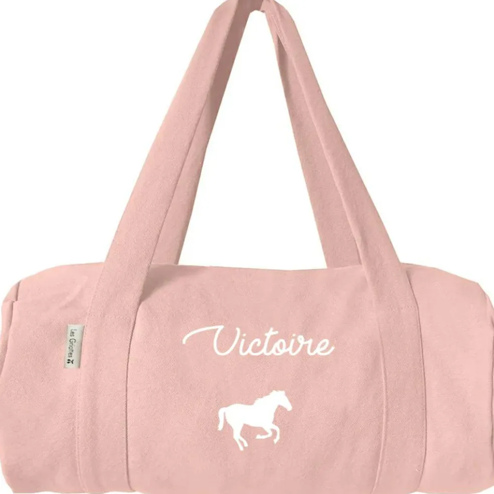Sac de voyage enfant rose poudré (personnalisable)