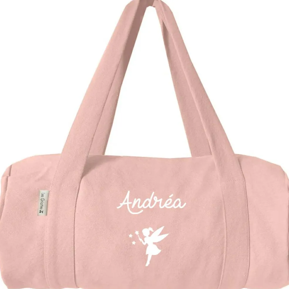 Sac de voyage enfant rose poudré (personnalisable)