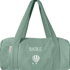 Sac de voyage enfant vert amande en coton (personnalisable)
