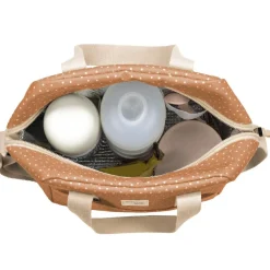 Sac isotherme biberons à pois Poppy Cannelle