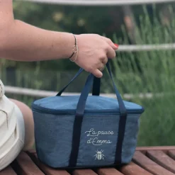 Sac isotherme bleu chiné (29 x 16 cm)