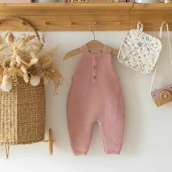 Salopette en maille Rose poudre (1-3 mois)