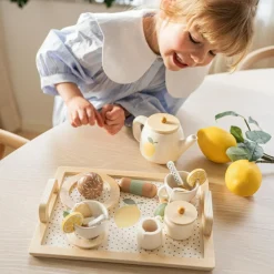 Service à thé citron en bois