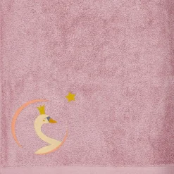 Serviette de bain cygne vieux rose personnalisable (100 x 100 cm)