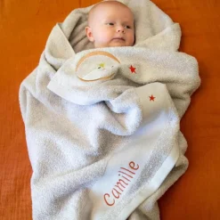 Serviette de bain grise ours personnalisable (50 x 100 cm)