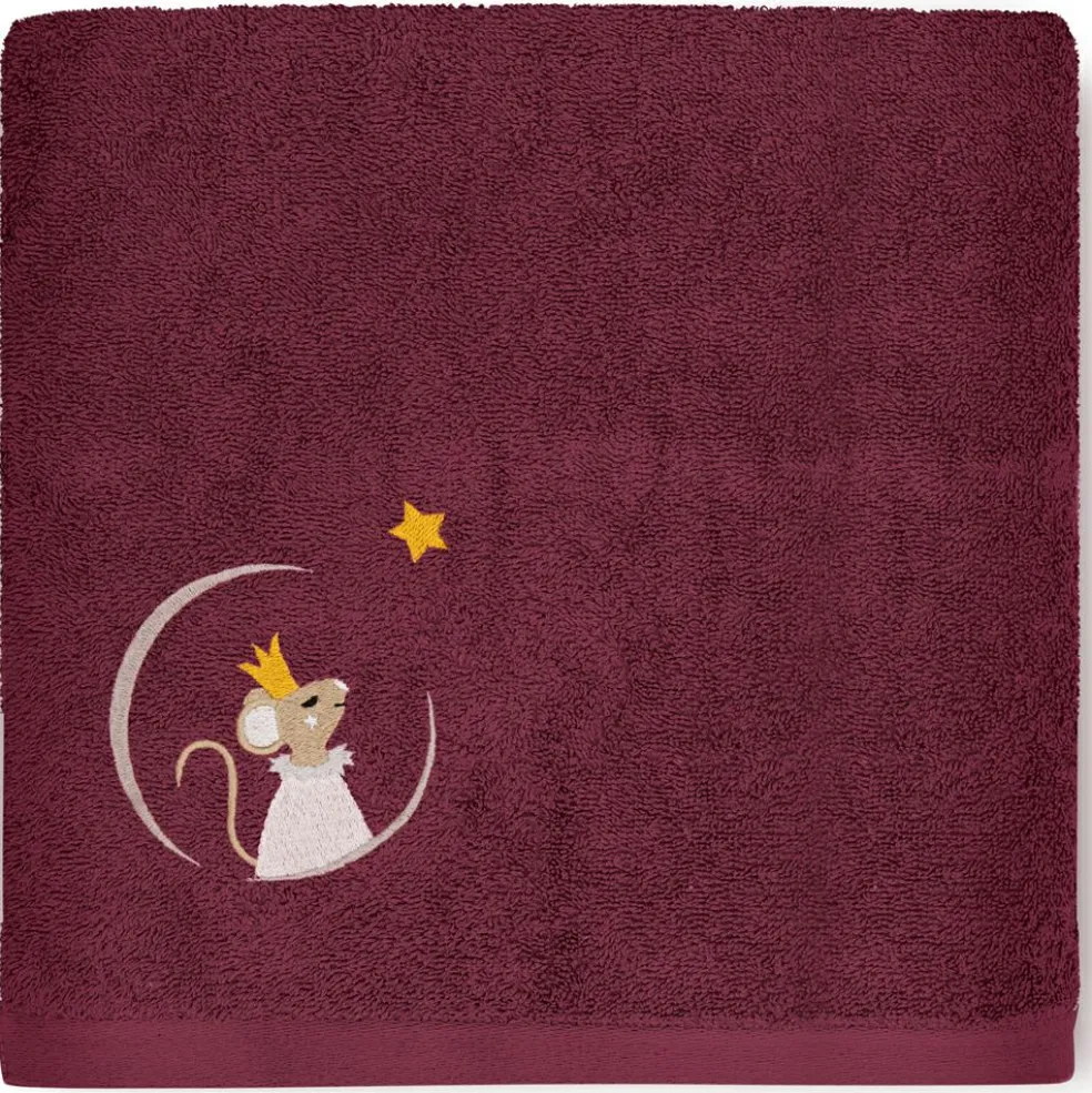Serviette de bain souris framboise (70 x 140 cm)