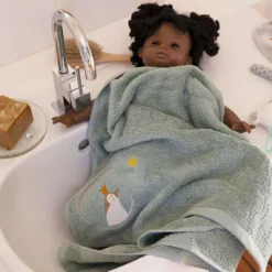 Serviette de bain vert d'eau pingouin personnalisable (70 x 140 cm)