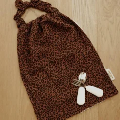 Serviette de cantine Gaze Léopard Marron