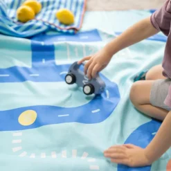 Serviette de plage 2 en 1 Circuit Bleu (180 x 100 cm)