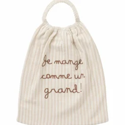 Serviette élastique comme un grand gaze de coton beige rayé galet