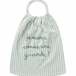 Serviette élastique comme une grande gaze de coton rayé vert de gris