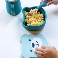 Set bol à ventouse et cuillère en silicone Ourson Bleu
