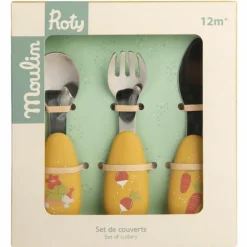 Set couverts silicone Trois petits lapins