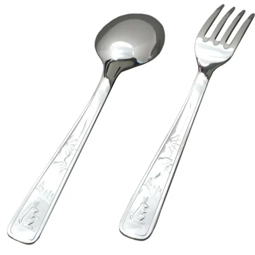 Set de 2 couverts bébé Lapin personnalisable dans son coffret (métal argenté)