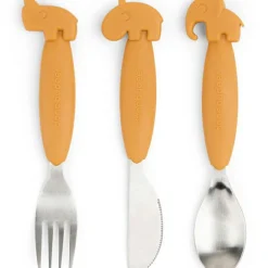 Set de 3 couverts Easy-grip Deer friends Moutarde