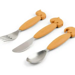 Set de 3 couverts Easy-grip Deer friends Moutarde