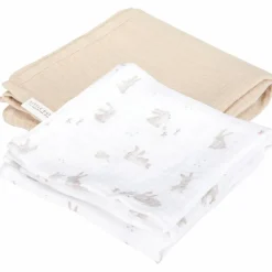Set de 2 langes en gaze de coton Baby Bunny Pure Beige (70 x 70 cm)