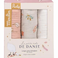 Set de 3 langes La petite école de danse (personnalisable)