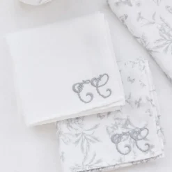 Set de 2 langes Toile de Jouy gris (70x70 cm)