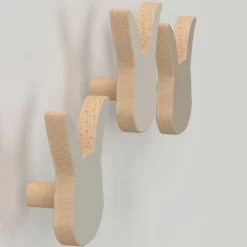 Set de 3 patères en bois Lapin