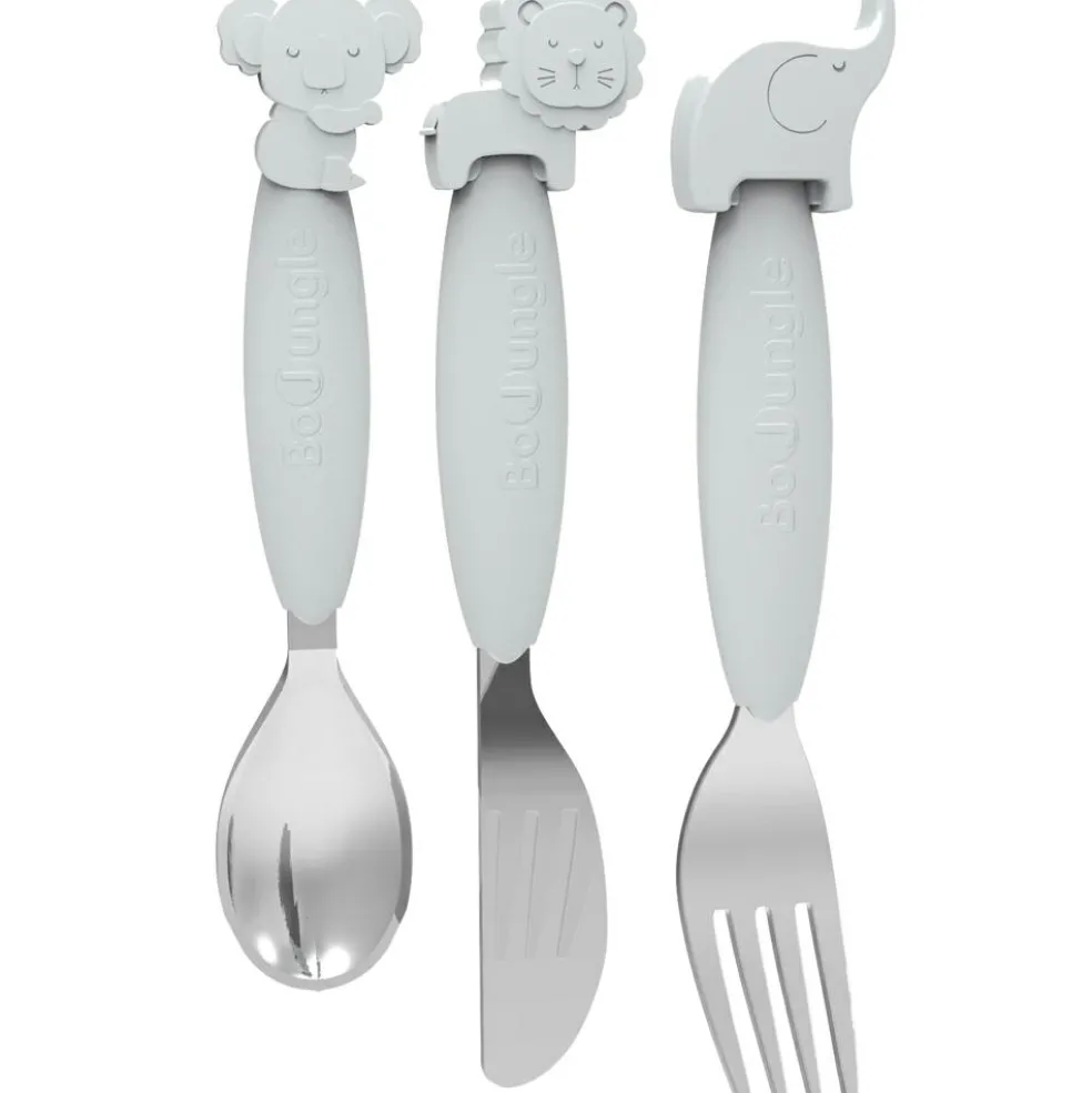 Set de couverts en inox et silicone gris (3 pièces)