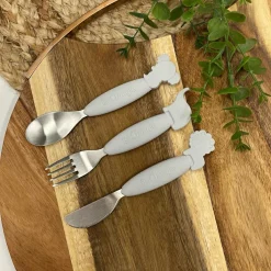 Set de couverts en inox et silicone gris (3 pièces)