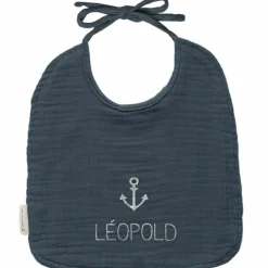Set de naissance Bavoir et anneau de dentition Bleu pétrole (personnalisable)