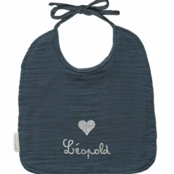 Set de naissance Bavoir et anneau de dentition Bleu pétrole (personnalisable)