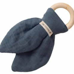 Set de naissance Bavoir et anneau de dentition Bleu pétrole (personnalisable)