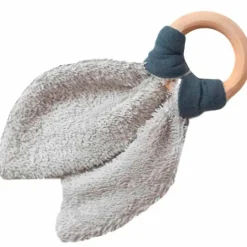 Set de naissance Bavoir et anneau de dentition Bleu pétrole (personnalisable)