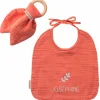 Set de naissance Bavoir et anneau de dentition Rose (personnalisable)