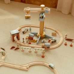 Set grue et chantier de construction en bois