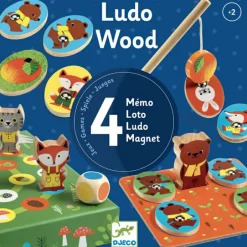 Set jeu de société LudoWood 4 en 1