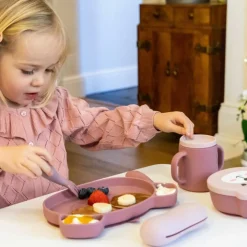 Set repas en silicone Ourson Rose (4 pièces)