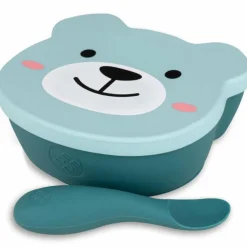 Set repas en silicone Ourson Bleu (4 pièces)