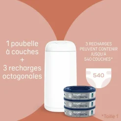 Starter pack poubelle à couches Dress up + 3 recharges