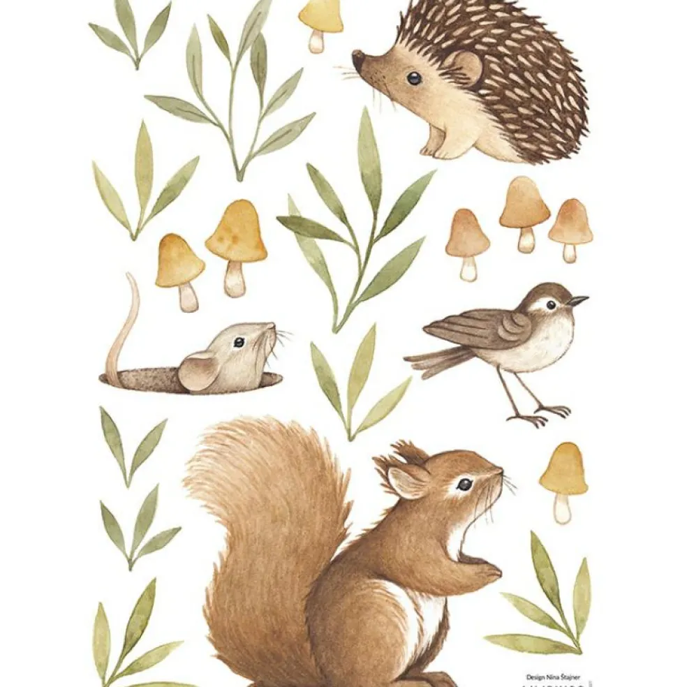 Stickers Oh deer animaux de la forêt (29,7 x 42 cm)